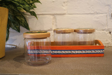 Three Glass Jars with Tray - NamegStore